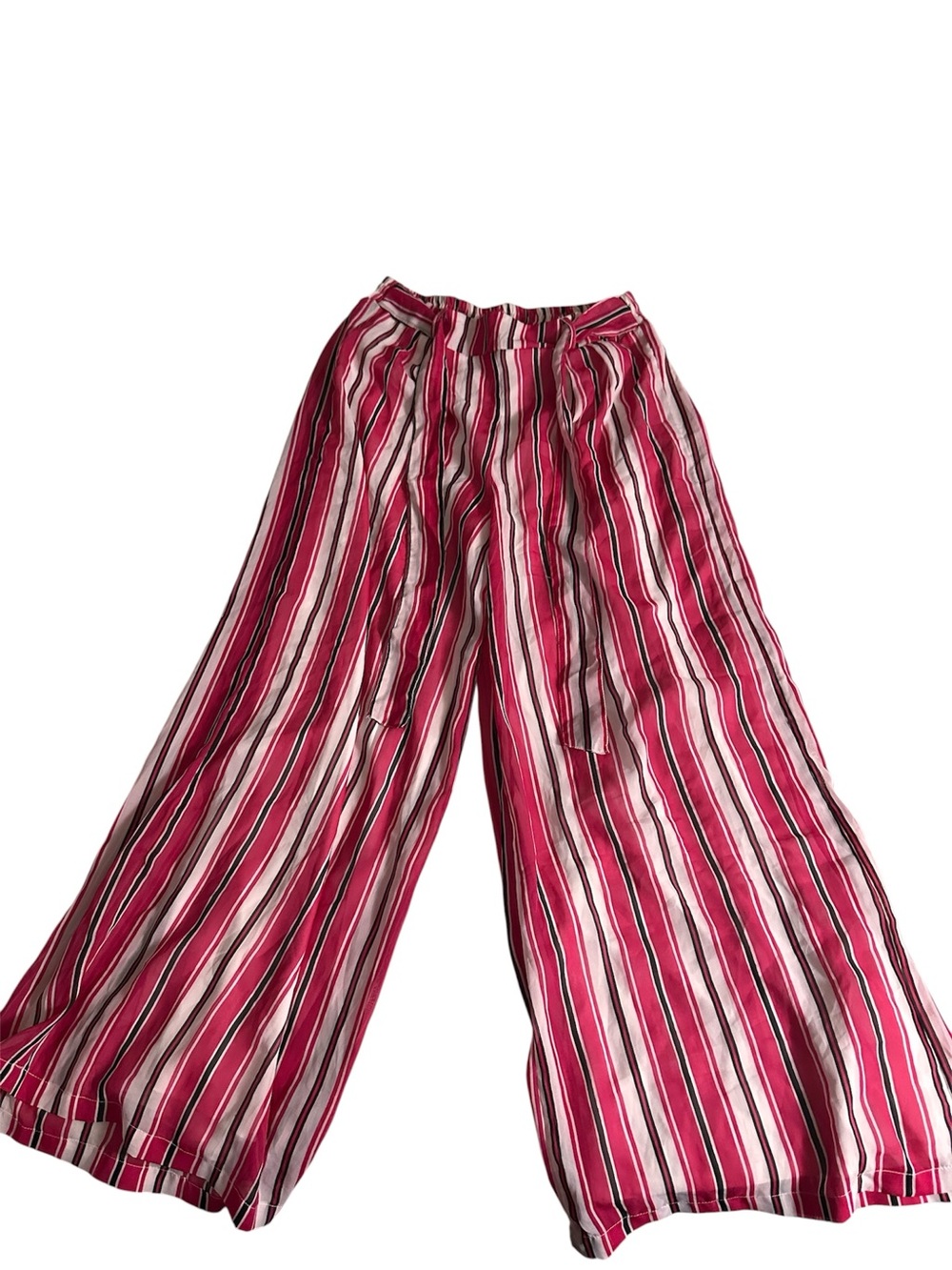 HER Destiny Wide Leg Stripe Pants – Pink/Black/White Chiffon Lined (Size L)